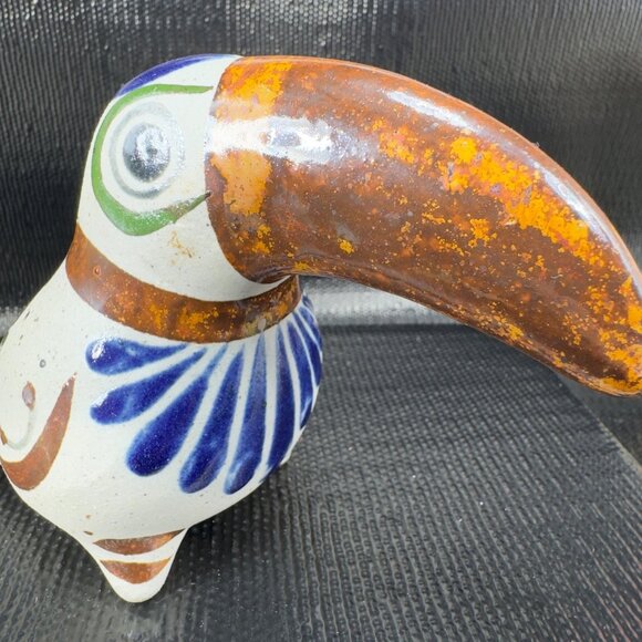 Hand Made Mexican Pottery Tonala Talavera Bird Toucan Hand Painted Figurine VTG - Picture 5 of 12